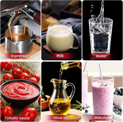 Bincoo GYKF2244 Espresso Shot Cup with Wood Handle,100ML Stainless Steel Espresso Measuring Cup Pouring Cup for Coffee Machine, Home, Barista