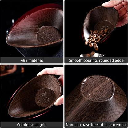 Coffee Bean Dosing Cup Set of 2 - Bincoo Wood Grain ABS Precision Dosing Cup for Espresso, Coffee Brewing - Non-Slip Base, Easy Pour Design, 30g Capacity