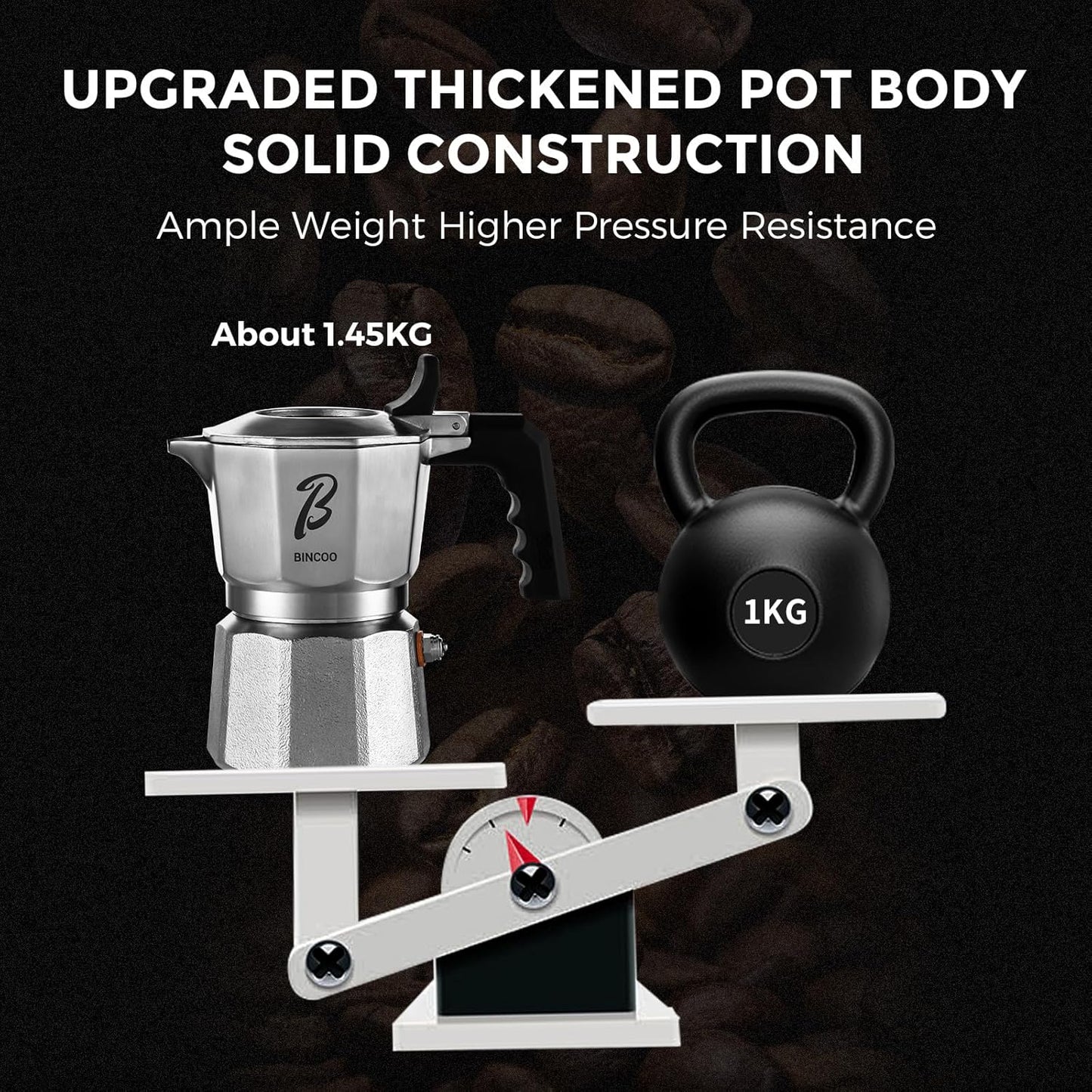 Bincoo Italian Moka Pot - Stovetop Espresso Maker for Rich Coffee,316 Stainless Steel - Three-Valve Pressure Boosting Design (Silver 02)