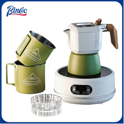 BINCOO Double Valve Moka Pot Espresso Pot Set Coffee Utensils Suitable for Household Outdoor Camping 2Cups