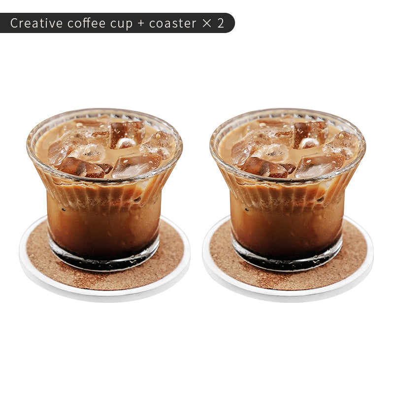BINCOO GYKF0749 Glass Coffee Cup Latte Flower Cup for Household and Office 210ML