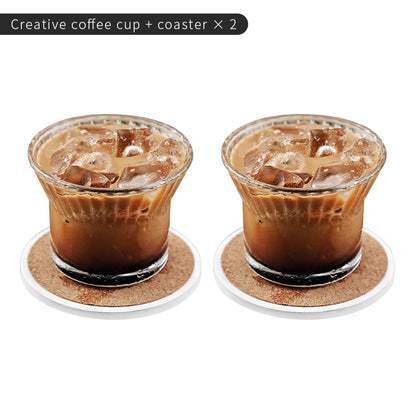 BINCOO GYKF0749 Glass Coffee Cup Latte Flower Cup for Household and Office 210ML