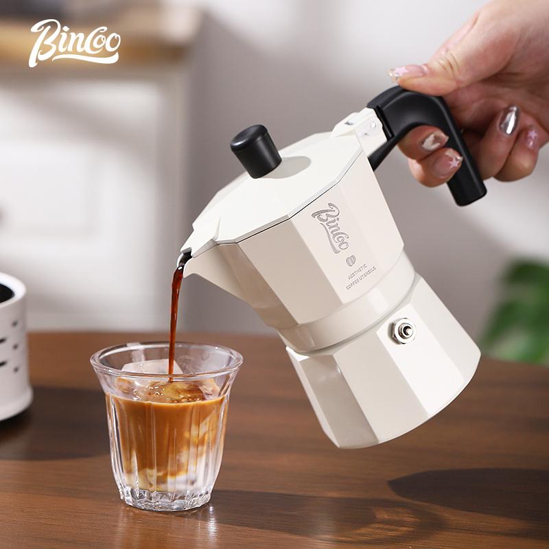 BINCOO Espresso Double Valve Moka Pot Coffee Extraction Pot Home and Outdoor Small Coffee Making Set 2Cups