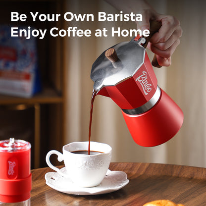 Bincoo Espresso Maker Stovetop, Moka Pot 6 Cups, Espresso Pot Classic Italian Coffee Maker,Single Safety Valve (White, 6 Cup)
