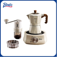 BINCOO Double Valve Moka Pot with Electric Stove Coffee Maker Small Espresso Machine Outdoor Set 2Cups