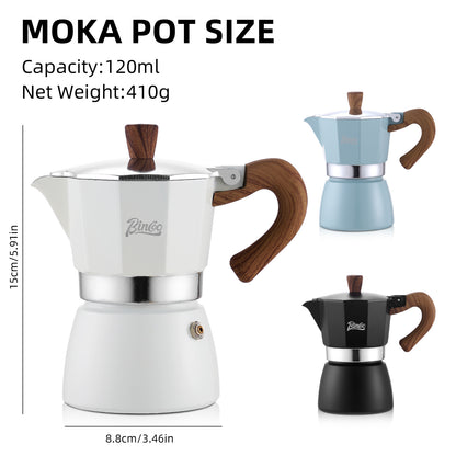 Bincoo Stovetop Espresso Maker - Italian Coffee Maker 5oz, Classic Aluminum Moka Pot for Italian and Cuban Café Brewing, 2-3 Espresso Cup (Blue (150ML))
