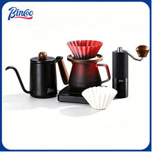 BINCOO Hand Brew Coffee Set with V60 Glass Dripper Coffee Server & Manual Grinder Drip Style Home Coffee Kit