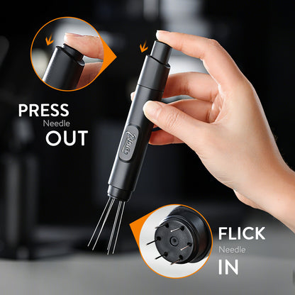 Retractable WDT Tool Espresso Distribution Tool - Espresso Stirrer Magnetic Coffee Distributor for Barista with Storage Stand & Extra 6 Needles Replacement GYKF1843