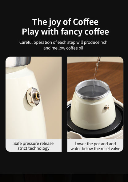 Bincoo Double Valve Moka Pot - High Pressure Stovetop Espresso Maker with Rich Crema, Italian Style Coffee Pot with Wood Handle, Food-Grade Aluminum for Home Brewing