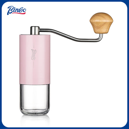Bincoo GYKF1881 Portable Manual Coffee Bean Grinder - Stainless Steel Conical Burr Hand Coffee Grinder with Adjustable Setting,Double Bearing Hand Espresso Grinder (White)