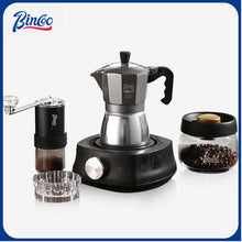 BINCOO Double-valve Moka Pot with Electric Stove Coffee Pot Household Small Manual Grinder Italian Coffee Set for Office Outdoor 2Cups