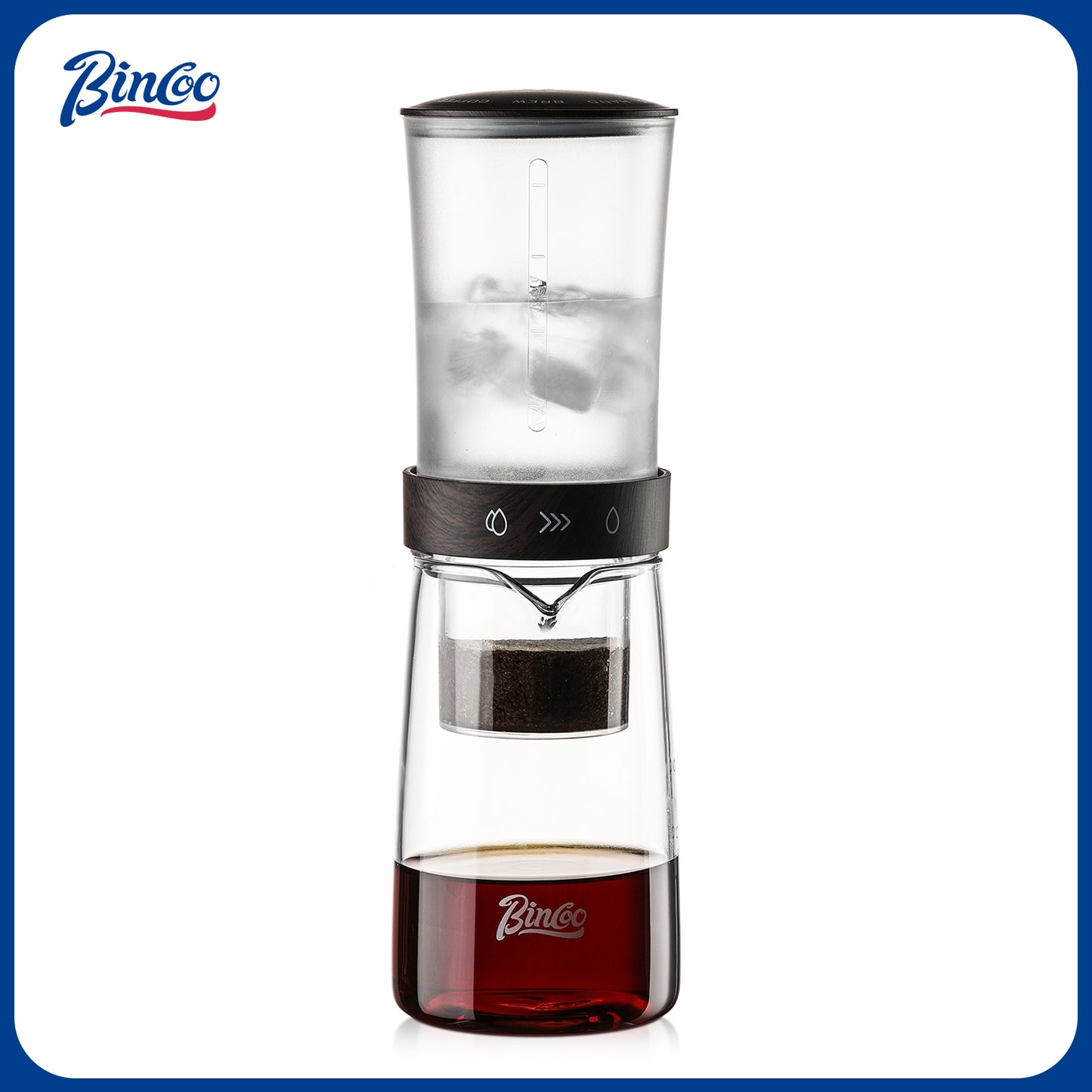 Bincoo GYKF2195 Cold Brew Coffee Maker 450ML, Ice Drip Coffee Brewer,Slow Drip Coffee Maker with Fine Mesh Filter, Adjustable Water Flow (Dark Brown)