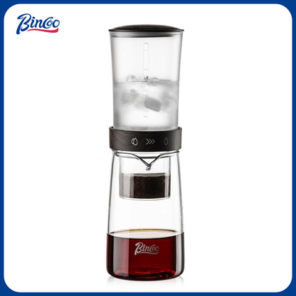 Bincoo GYKF2195 Cold Brew Coffee Maker 450ML, Ice Drip Coffee Brewer,Slow Drip Coffee Maker with Fine Mesh Filter, Adjustable Water Flow (Dark Brown)