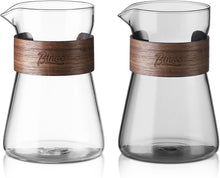 48 Pcs 16oz Glass Coffee Carafe with Wood Heat-Resistant Layer (No Logo on the Wood), Includes 24 pcs Clear & 24 pcs Smoke Gray