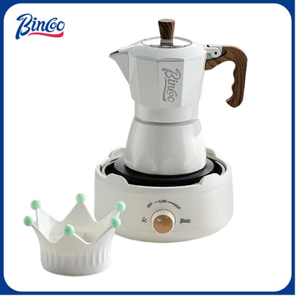 BINCOO Double Valve Moka Pot Set Home Brewing Coffee Pot Italian Mini Manual Grinder Set Coffee Utensils Set 2Cups