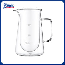BINCOO Glass Coffee Pot Double Layer Hand Brewed Coffee Sharing Pot with Handle for Home and Office 400ML