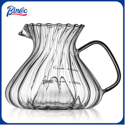 BINCOO Hand Brewing Coffee Pot Set V60 Glass Filter Cup with Glass Sharing Pot Set 450ML/550ML