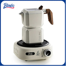 BINCOO Double Valve Moka Pot  with Electric Ceramic Stove Set Household Small Italian Hand Grinding Coffee Machine Coffee Utensil Set 2Cups