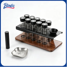 BINCOO Pure Titanium Coffee Bean Dosing Tray with Storage Display Stand Set Espresso Coffee Powder Weighing Dosing Dish & Spray Bottle Kit