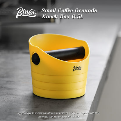Bincoo Small Espresso Knock Box, 0.5L Coffee Ground Knock Box,Blue Espresso Puck Knock Box with Removable Knock Bar and Non-Slip Base