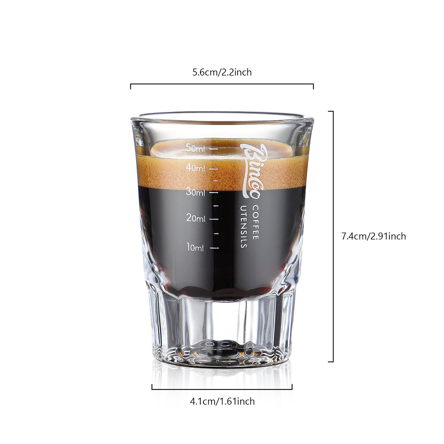 BINCOO 50ml Espresso Glass Measuring Cup Clear Shot Glasses Coffee Mugs Set Espresso Measuring Cup Tools Milk Frothing Pitcher
