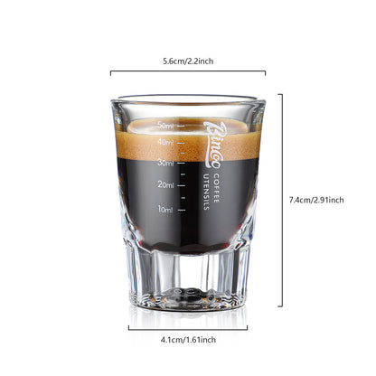 BINCOO 50ml Espresso Glass Measuring Cup Clear Shot Glasses Coffee Mugs Set Espresso Measuring Cup Tools Milk Frothing Pitcher