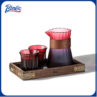BINCOO Glass Coffee Server & Tasting Cups, Pour‑Over Coffee Set, Ideal for Home & Office Use 500ML