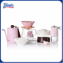 BINCOO Pink Hand Brewing Coffee Set with Manual Grinder Home Coffee Maker Compact Complete Pour-Over Coffee Set
