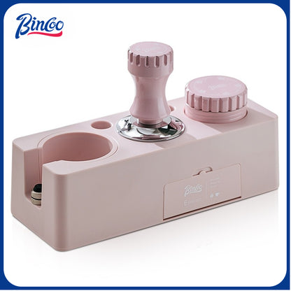 BINCOO Coffee Pink Pressed Powder Hammer Cloth Powder Dispenser Set Coffee Pressed Powder Base Set Multi-Functional Storage Handle Place Holder 51/58MM