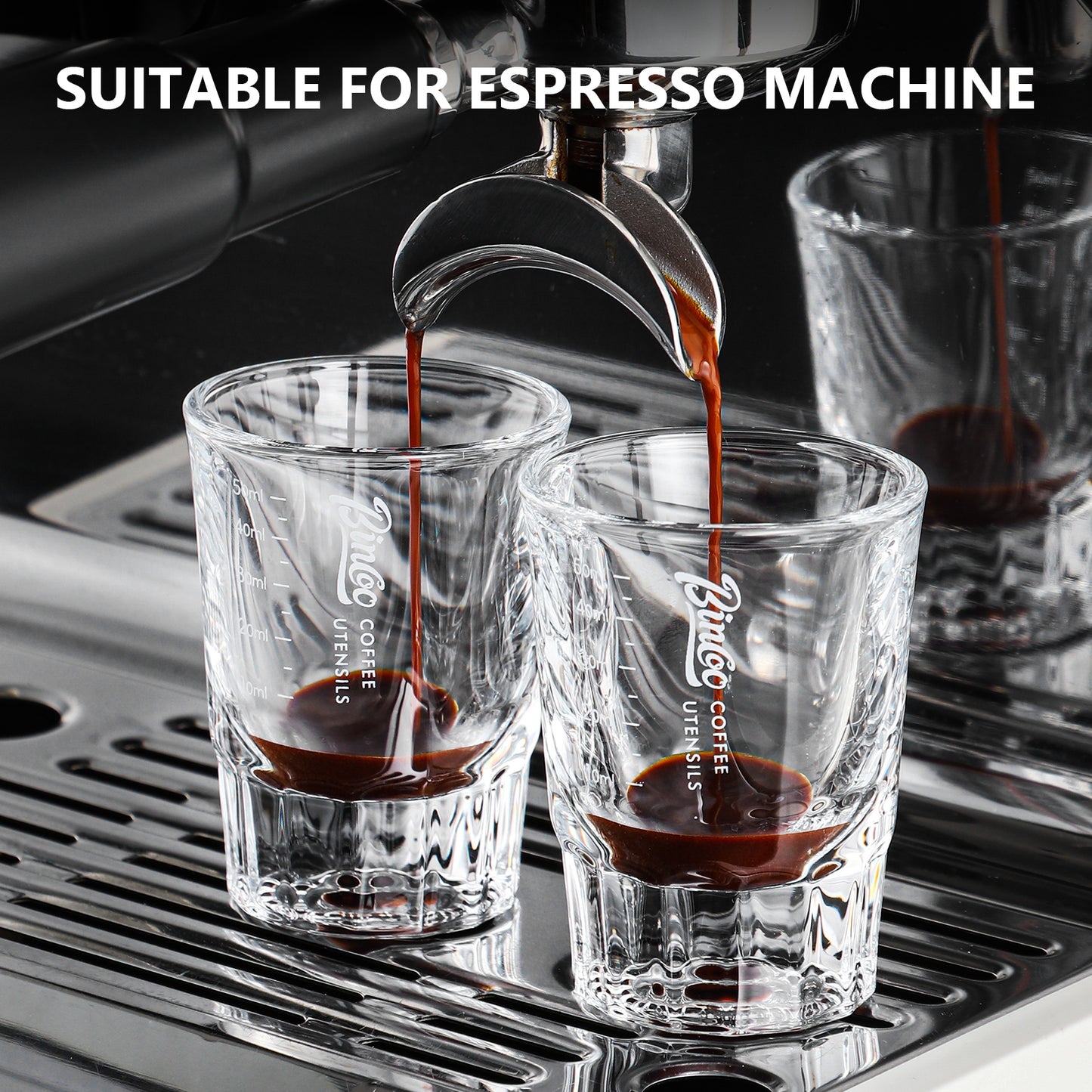 BINCOO 50ml Espresso Glass Measuring Cup Clear Shot Glasses Coffee Mugs Set Espresso Measuring Cup Tools Milk Frothing Pitcher