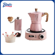 BINCOO Double Valve Moka Pot Brewing Coffee Pot Home Hand Brewing Coffee Pot Set Manual Coffee Grinder Espresso Appliance Set 2Cups
