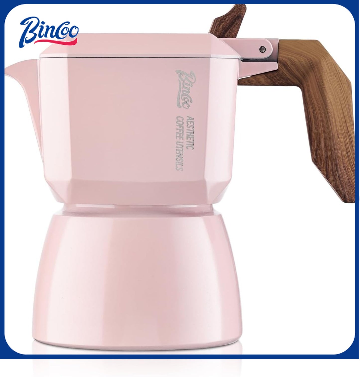 Bincoo GYKF1411 Pink Espresso Maker Stovetop, Moka Coffee Pot for Electric Stovetop 2 Cups, Italian Espresso Coffee maker for Cappuccino or Latte,120ml Pink Espresso Machine