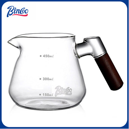 BINCOO Wooden Handle Sharing Pot Hand Brewing Coffee Pot Set Ceramic Filter Cup Household Drip Brewing Pot Coffee Utensils 450ML/600ML