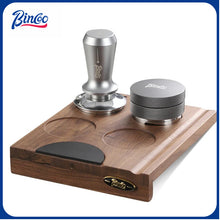 BINCOO Walnut Coffee Work Board Powder Press Base Set Coffee Machine Handle Filling Cloth Powder Storage Base 51MM/58MM
