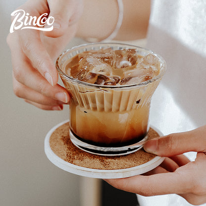 BINCOO GYKF0749 Glass Coffee Cup Latte Flower Cup for Household and Office 210ML