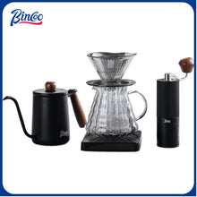 BINCOO Horseshoe Lotus Hand Brew Coffee Pot Set Tritan Filter Cup Coffee Manual Grinder Glass Sharing Pot Set 600ML