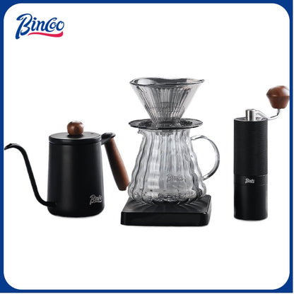 BINCOO Horseshoe Lotus Hand Brew Coffee Pot Set Tritan Filter Cup Coffee Manual Grinder Glass Sharing Pot Set 600ML