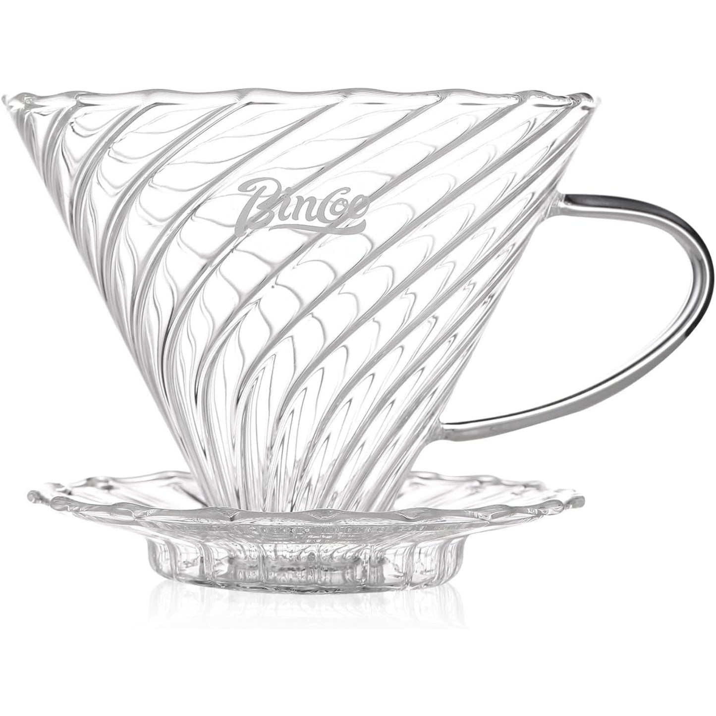 Bincoo Coffee Dripper,with 40 coffee filters Resuable Pour Over Coffee Maker With Handle, Slow Brewing Coffee Pour Over for Cafe, Travel, Home&Offices, 01 (Borosilicate Glass, 1-2 Cups(V01)