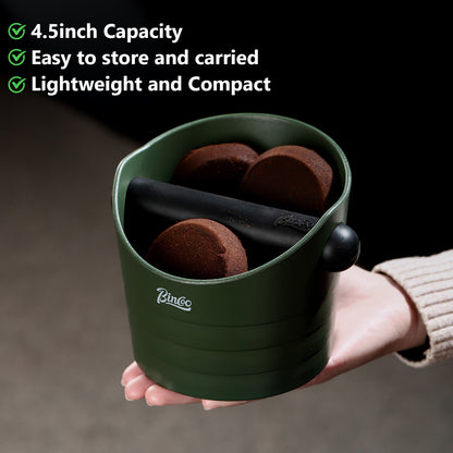 Bincoo Small Espresso Knock Box, 0.5L Coffee Ground Knock Box,Blue Espresso Puck Knock Box with Removable Knock Bar and Non-Slip Base