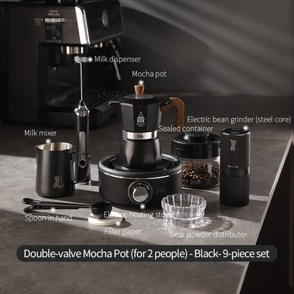 Bincoo Double Valve Moka Pot - High Pressure Stovetop Espresso Maker with Rich Crema, Food-Grade Aluminum, Italian Style Coffee Pot with Transparent Lid for Home Brewing