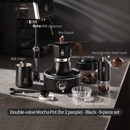 Bincoo Double Valve Moka Pot - High Pressure Stovetop Espresso Maker with Rich Crema, Food-Grade Aluminum, Italian Style Coffee Pot with Transparent Lid for Home Brewing