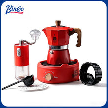 BINCOO Double-valve Moka Pot Set with Home Mini Electric Stove Coffee Maker Italian Espresso Hand Grinder Coffee Set