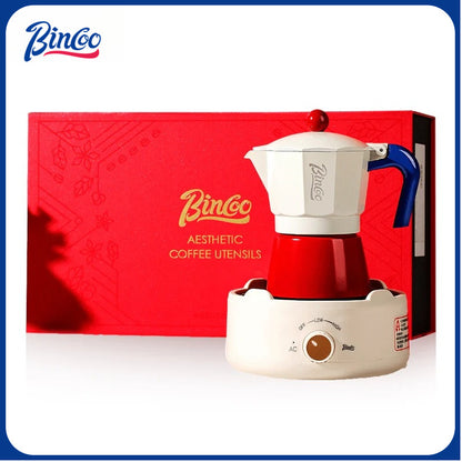 BINCOO Single-valve Moka Pot Espresso Coffee Pot with Electric Ceramic Stove Set for Household Office Best Gift 3Cups