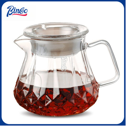 BINCOO Hand Brewed Coffee Sharing Pot Set High Borosilicate Glass Coffee Sharing Pot One Pot Two Cups 400ML/600ML