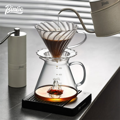 BINCOO Glass Coffee Pot Heat-Resistant Pour-Over Dripper Set with Glass Filter Cup Coffee Brewing Set 450ML