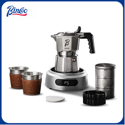BINCOO 316 Stainless Steel Moka Pot Three-Valve Coffee Pot Home Use Compact Espresso Maker Set 2Cups
