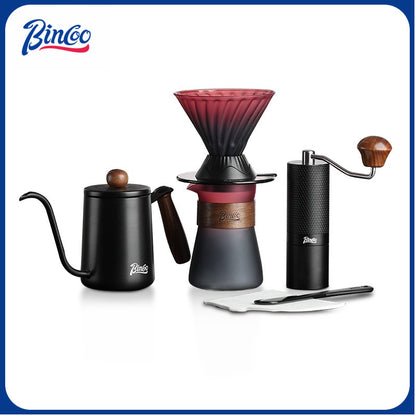 BINCOO Coffee Smart Cup with Manual Grinder Set V60 Glass Hand Brewing Filter Cup Glass Sharing Pitcher Set