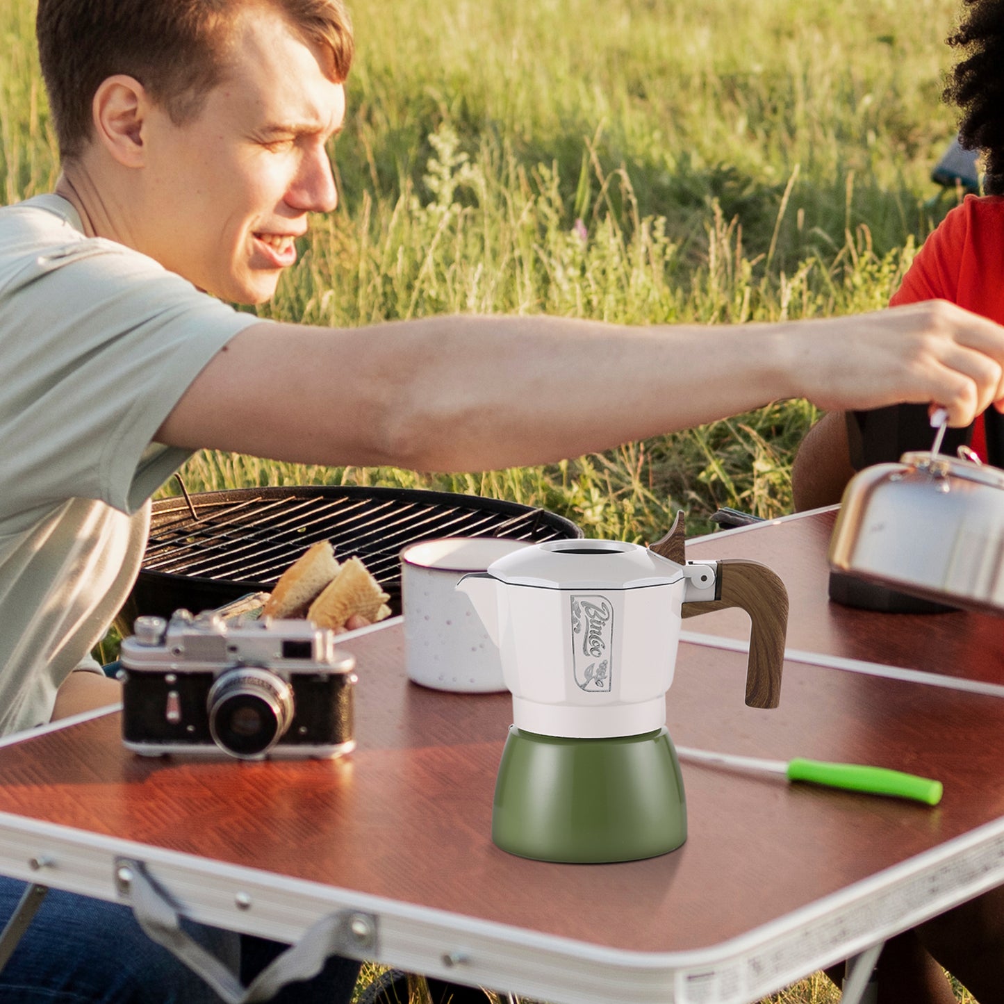 Bincoo Premium Moka Pot Set 6 Color Options Dual Valve System Compact Italian Coffee Maker for Stovetop Brewing