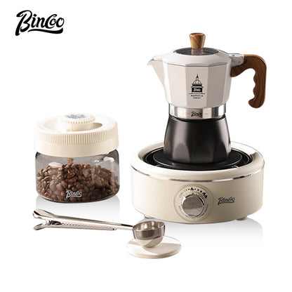 Bincoo Double Valve Moka Pot - High Pressure Stovetop Espresso Maker with Rich Crema, Food-Grade Aluminum, Italian Style Coffee Pot with Transparent Lid for Home Brewing