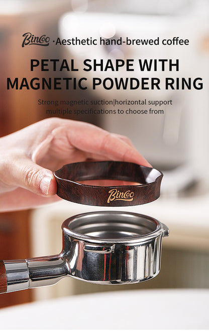 Bincoo Magnetic Coffee Dosing Ring - Petal Shape Anti-Splashing Espresso Powder Funnel, Universal Fit for 51/58mm Portafilters, Multiple Colors Available